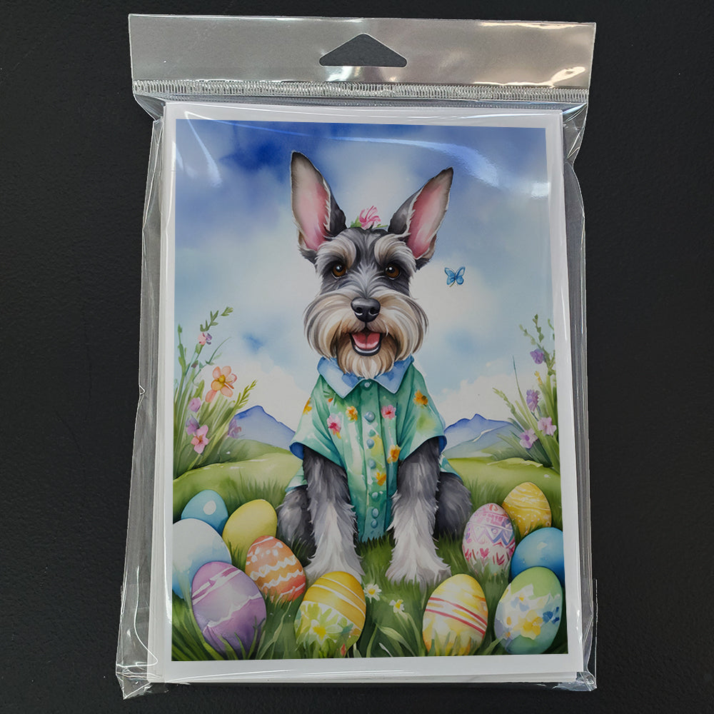 Schnauzer Easter Egg Hunt Greeting Cards Pack of 8 Blank Cards with Envelopes Whimsical A7 Size 5x7