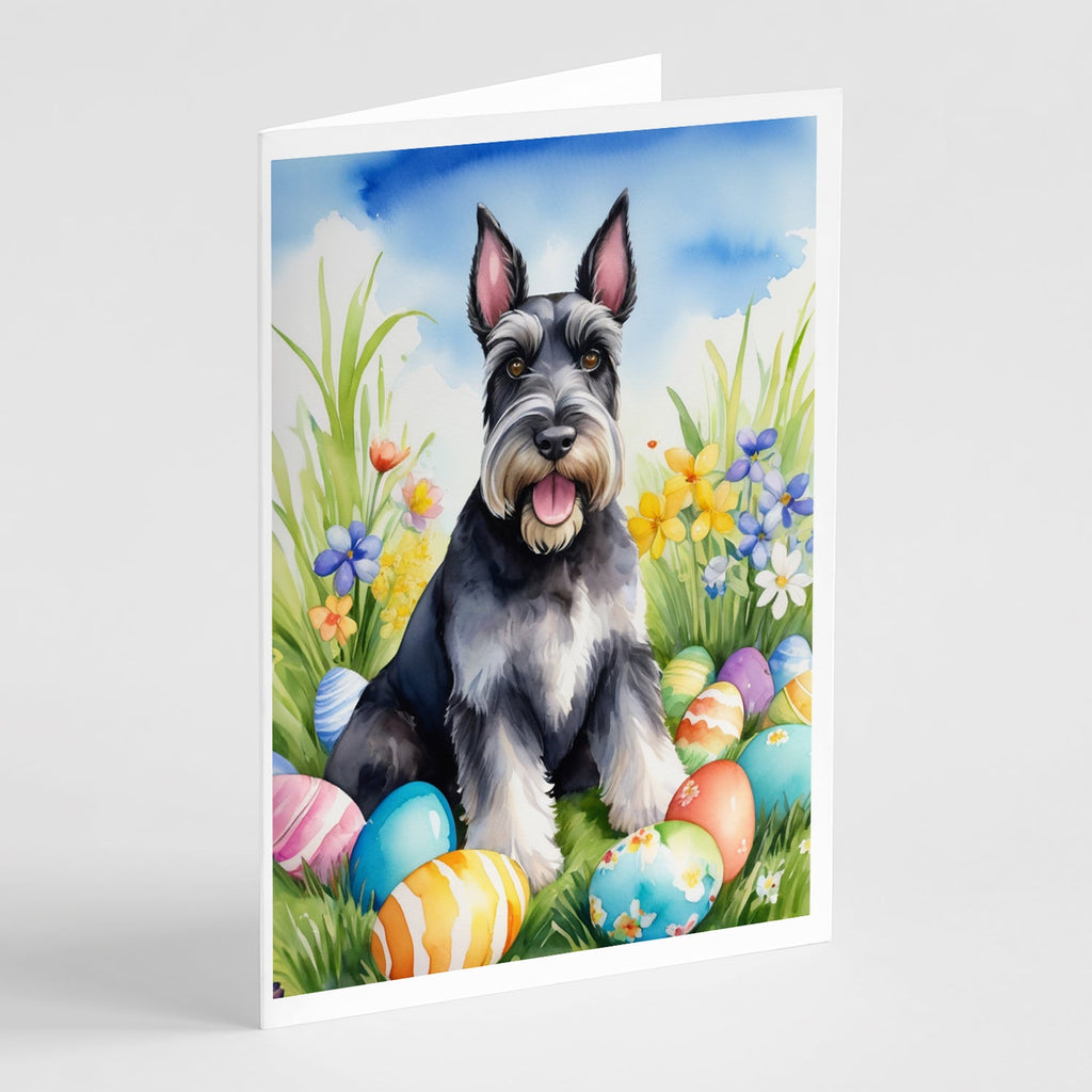 Schnauzer Easter Egg Hunt Greeting Cards Pack of 8 Blank Cards with Envelopes Whimsical A7 Size 5x7
