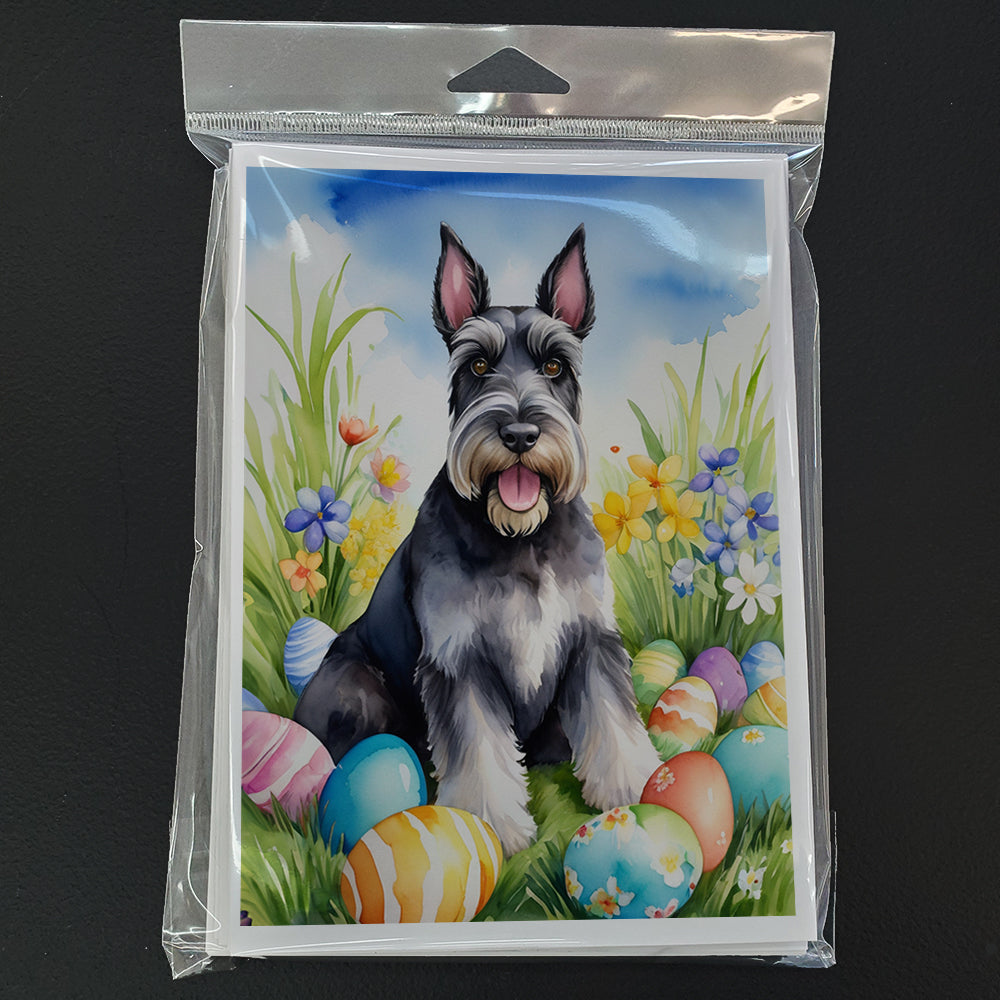 Schnauzer Easter Egg Hunt Greeting Cards Pack of 8 Blank Cards with Envelopes Whimsical A7 Size 5x7