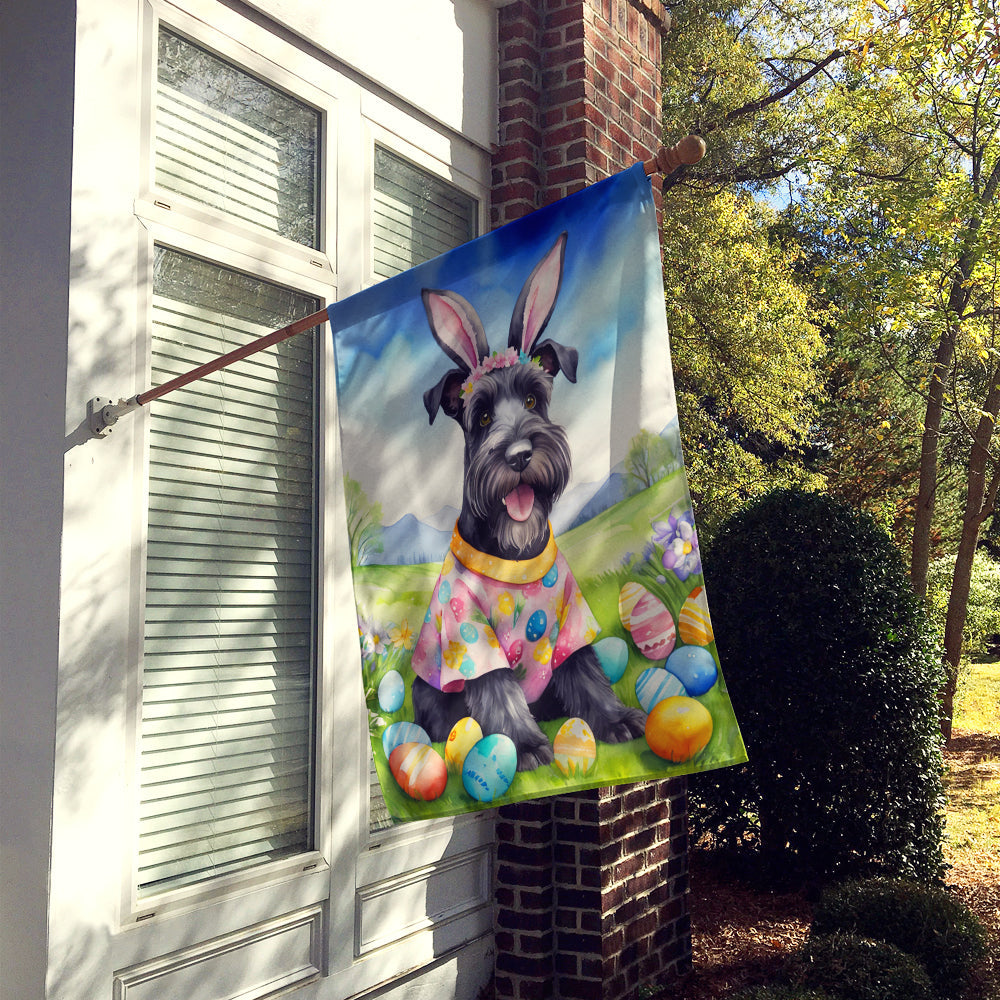Schnauzer Easter Egg Hunt House Flag 28x40 Porch Sleeve Pole Decorative Outside Yard Banner Artwork Wall Hanging, Polyester