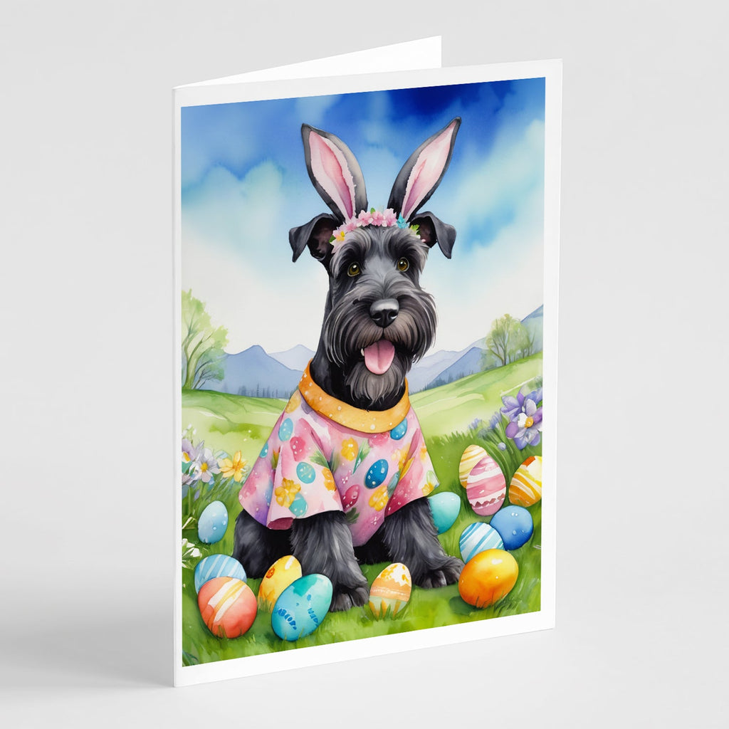 Schnauzer Easter Egg Hunt Greeting Cards Pack of 8 Blank Cards with Envelopes Whimsical A7 Size 5x7