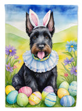 Scottish Terrier Easter Egg Hunt House Flag 28x40 Porch Sleeve Pole Decorative Outside Yard Banner Artwork Wall Hanging, Polyester