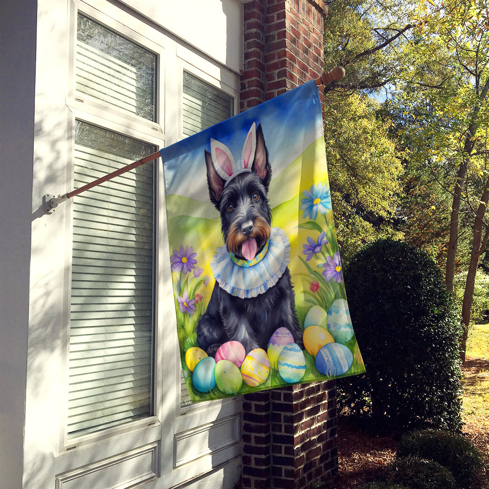 Scottish Terrier Easter Egg Hunt House Flag 28x40 Porch Sleeve Pole Decorative Outside Yard Banner Artwork Wall Hanging, Polyester