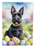 Scottish Terrier Easter Egg Hunt House Flag 28x40 Porch Sleeve Pole Decorative Outside Yard Banner Artwork Wall Hanging, Polyester