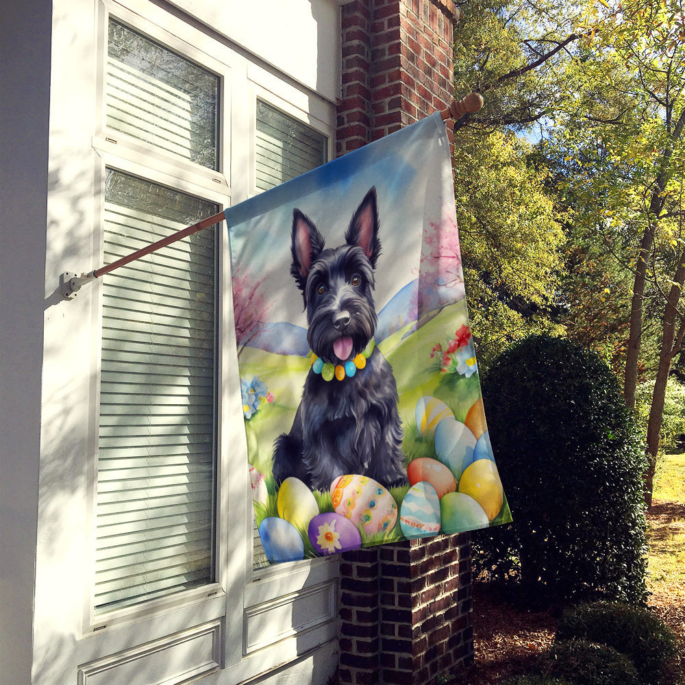 Scottish Terrier Easter Egg Hunt House Flag 28x40 Porch Sleeve Pole Decorative Outside Yard Banner Artwork Wall Hanging, Polyester