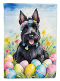 Scottish Terrier Easter Egg Hunt House Flag 28x40 Porch Sleeve Pole Decorative Outside Yard Banner Artwork Wall Hanging, Polyester