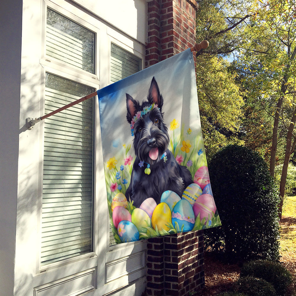 Scottish Terrier Easter Egg Hunt House Flag 28x40 Porch Sleeve Pole Decorative Outside Yard Banner Artwork Wall Hanging, Polyester