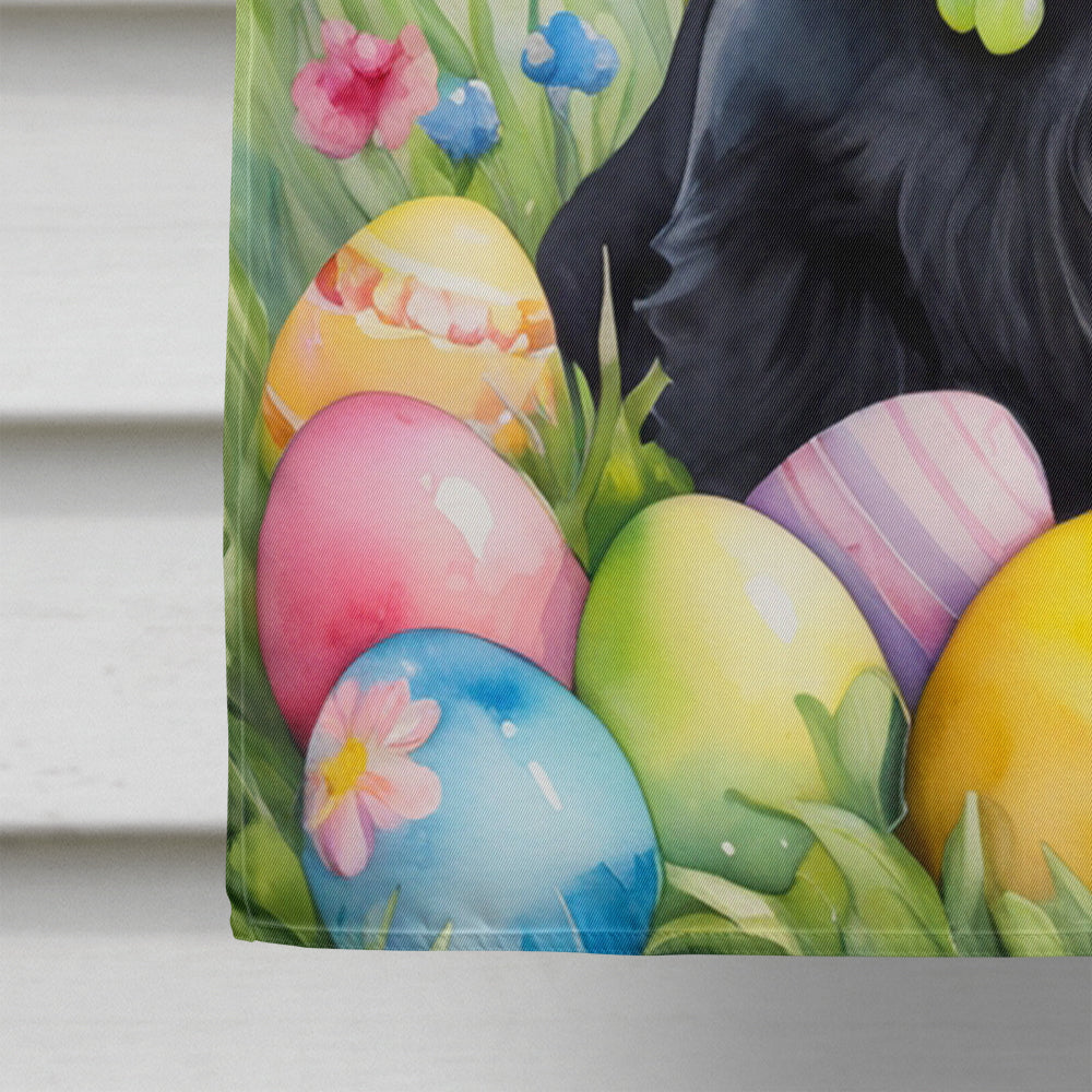 Scottish Terrier Easter Egg Hunt House Flag 28x40 Porch Sleeve Pole Decorative Outside Yard Banner Artwork Wall Hanging, Polyester