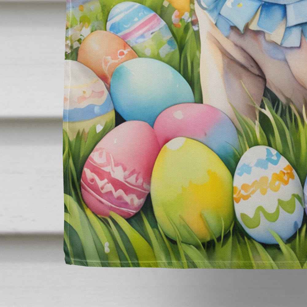 Shar Pei Easter Egg Hunt House Flag 28x40 Porch Sleeve Pole Decorative Outside Yard Banner Artwork Wall Hanging, Polyester
