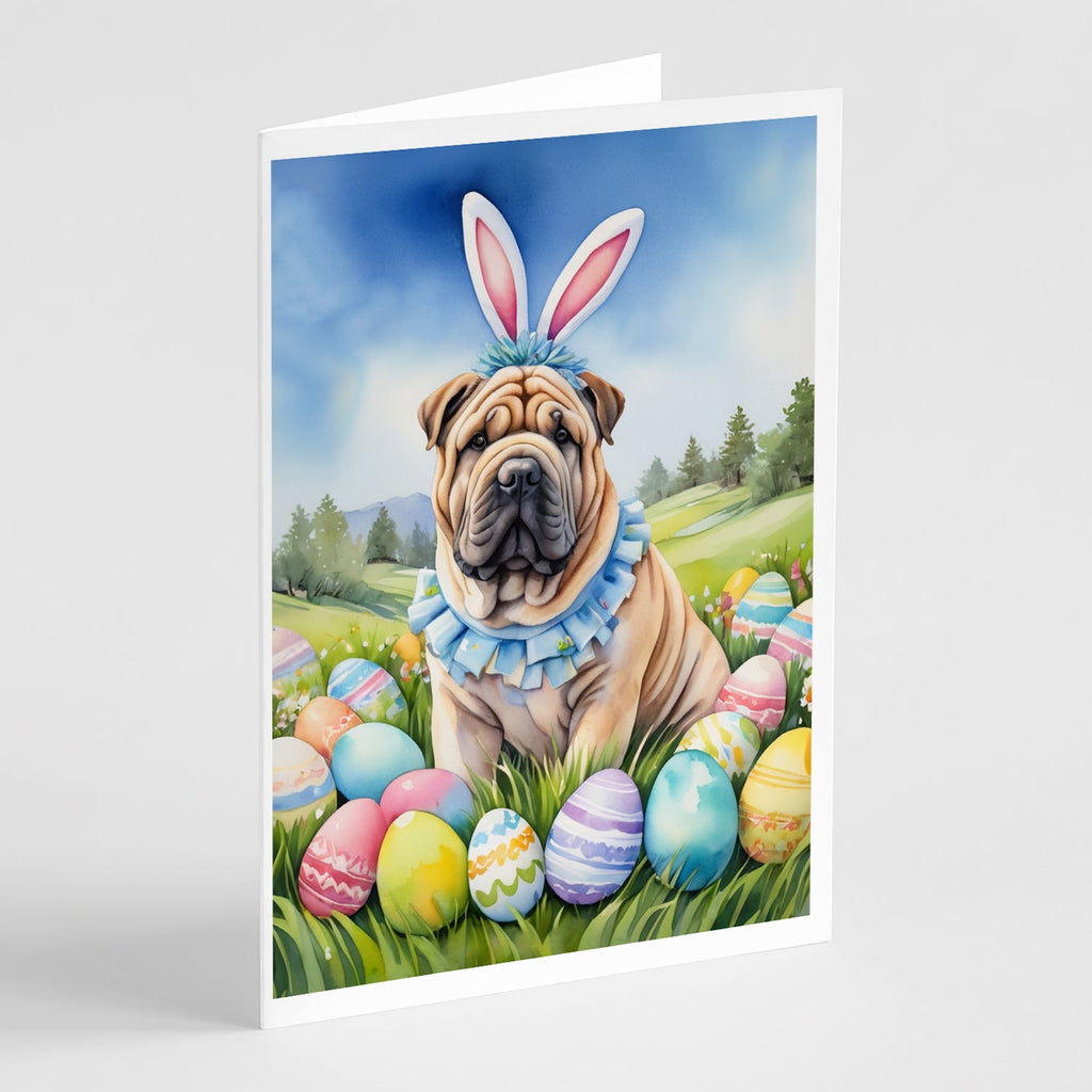 Shar Pei Easter Egg Hunt Greeting Cards Pack of 8 Blank Cards with Envelopes Whimsical A7 Size 5x7