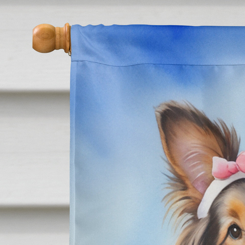 Sheltie Easter Egg Hunt House Flag 28x40 Porch Sleeve Pole Decorative Outside Yard Banner Artwork Wall Hanging, Polyester