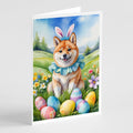 Shiba Inu Easter Egg Hunt Greeting Cards Pack of 8 Blank Cards with Envelopes Whimsical A7 Size 5x7