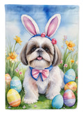 Shih Tzu Easter Egg Hunt House Flag 28x40 Porch Sleeve Pole Decorative Outside Yard Banner Artwork Wall Hanging, Polyester