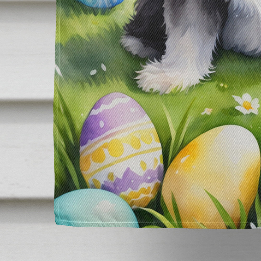 Shih Tzu Easter Egg Hunt House Flag 28x40 Porch Sleeve Pole Decorative Outside Yard Banner Artwork Wall Hanging, Polyester