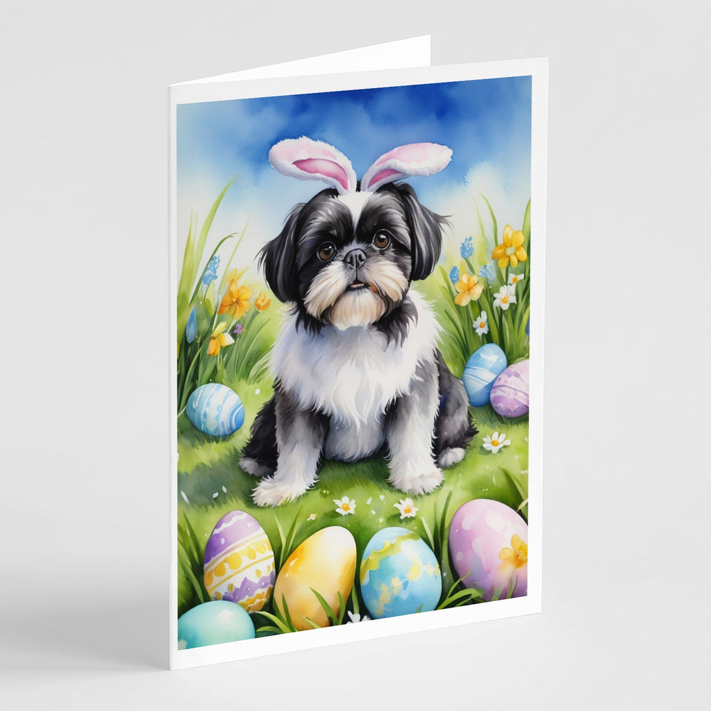Shih Tzu Easter Egg Hunt Greeting Cards Pack of 8 Blank Cards with Envelopes Whimsical A7 Size 5x7