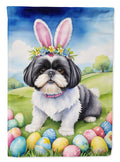 Shih Tzu Easter Egg Hunt House Flag 28x40 Porch Sleeve Pole Decorative Outside Yard Banner Artwork Wall Hanging, Polyester