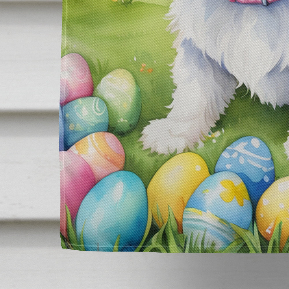 Shih Tzu Easter Egg Hunt House Flag 28x40 Porch Sleeve Pole Decorative Outside Yard Banner Artwork Wall Hanging, Polyester