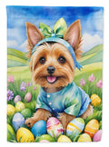 Silky Terrier Easter Egg Hunt House Flag 28x40 Porch Sleeve Pole Decorative Outside Yard Banner Artwork Wall Hanging, Polyester