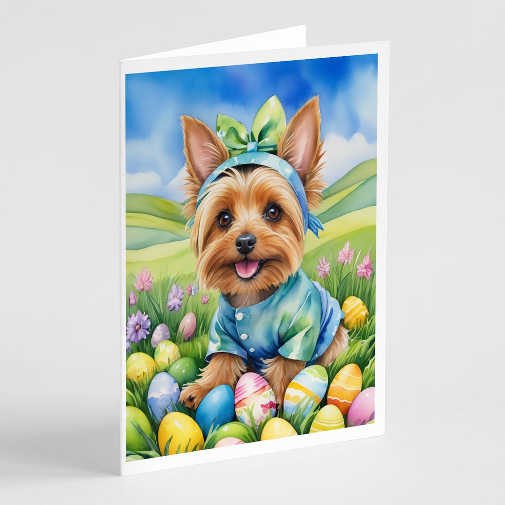Silky Terrier Easter Egg Hunt Greeting Cards Pack of 8 Blank Cards with Envelopes Whimsical A7 Size 5x7