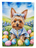 Silky Terrier Easter Egg Hunt House Flag 28x40 Porch Sleeve Pole Decorative Outside Yard Banner Artwork Wall Hanging, Polyester