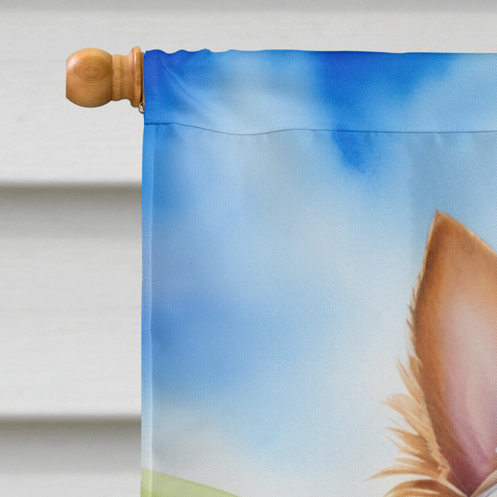 Silky Terrier Easter Egg Hunt House Flag 28x40 Porch Sleeve Pole Decorative Outside Yard Banner Artwork Wall Hanging, Polyester