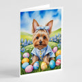 Silky Terrier Easter Egg Hunt Greeting Cards Pack of 8 Blank Cards with Envelopes Whimsical A7 Size 5x7