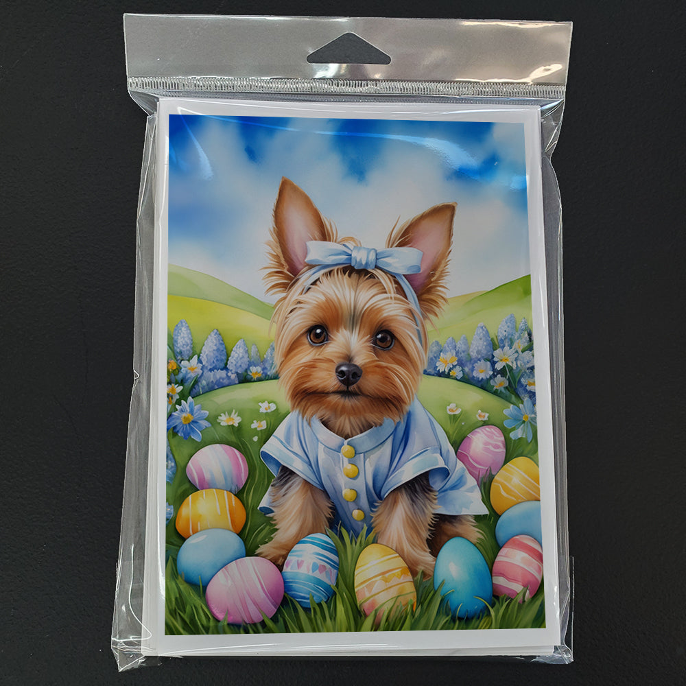 Silky Terrier Easter Egg Hunt Greeting Cards Pack of 8 Blank Cards with Envelopes Whimsical A7 Size 5x7