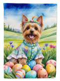 Silky Terrier Easter Egg Hunt House Flag 28x40 Porch Sleeve Pole Decorative Outside Yard Banner Artwork Wall Hanging, Polyester