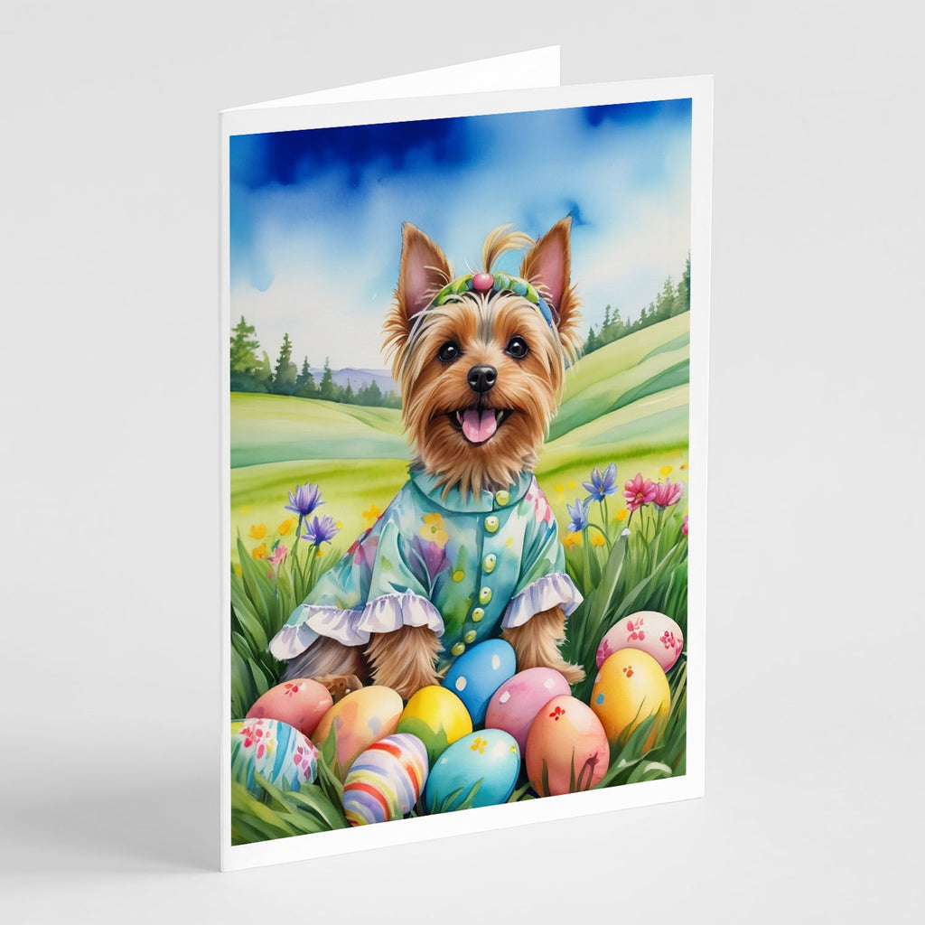 Silky Terrier Easter Egg Hunt Greeting Cards Pack of 8 Blank Cards with Envelopes Whimsical A7 Size 5x7