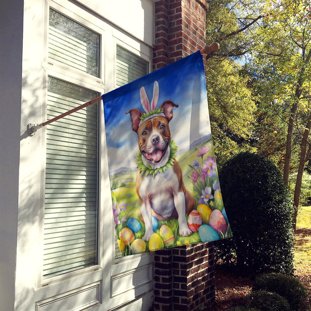 Staffordshire Bull Terrier Easter Egg Hunt House Flag 28x40 Porch Sleeve Pole Decorative Outside Yard Banner Artwork Wall Hanging, Polyester