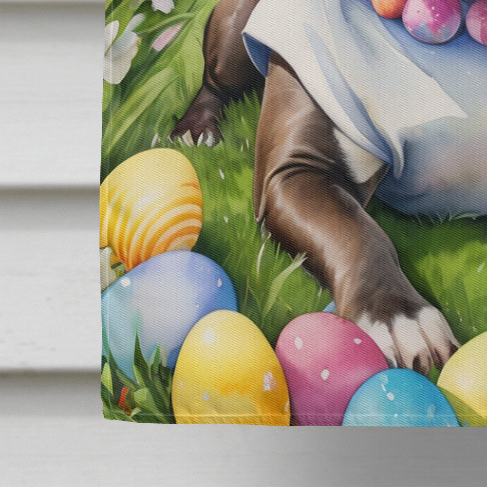 Staffordshire Bull Terrier Easter Egg Hunt House Flag 28x40 Porch Sleeve Pole Decorative Outside Yard Banner Artwork Wall Hanging, Polyester