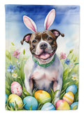 Staffordshire Bull Terrier Easter Egg Hunt House Flag 28x40 Porch Sleeve Pole Decorative Outside Yard Banner Artwork Wall Hanging, Polyester