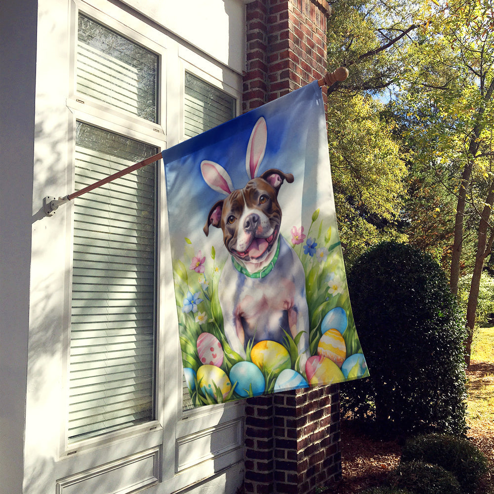 Staffordshire Bull Terrier Easter Egg Hunt House Flag 28x40 Porch Sleeve Pole Decorative Outside Yard Banner Artwork Wall Hanging, Polyester