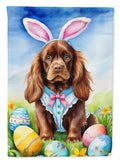 Sussex Spaniel Easter Egg Hunt House Flag 28x40 Porch Sleeve Pole Decorative Outside Yard Banner Artwork Wall Hanging, Polyester
