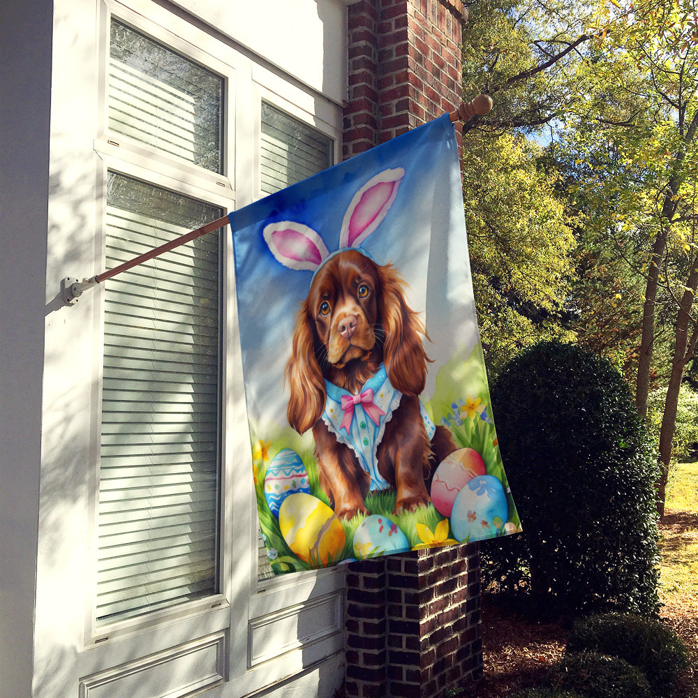 Sussex Spaniel Easter Egg Hunt House Flag 28x40 Porch Sleeve Pole Decorative Outside Yard Banner Artwork Wall Hanging, Polyester