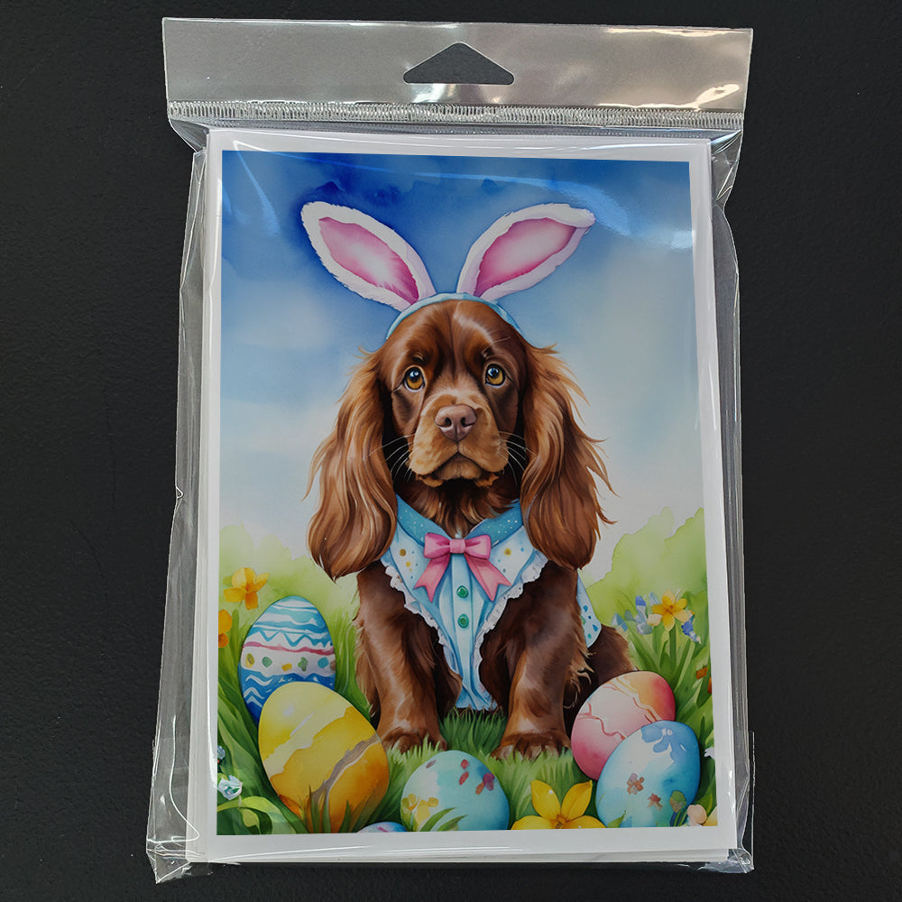 Sussex Spaniel Easter Egg Hunt Greeting Cards Pack of 8 Blank Cards with Envelopes Whimsical A7 Size 5x7