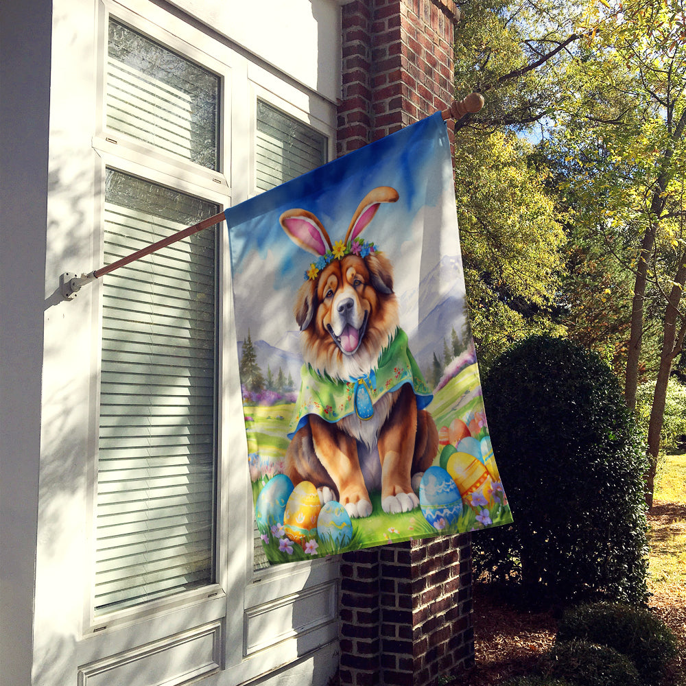 Tibetan Mastiff Easter Egg Hunt House Flag 28x40 Porch Sleeve Pole Decorative Outside Yard Banner Artwork Wall Hanging, Polyester