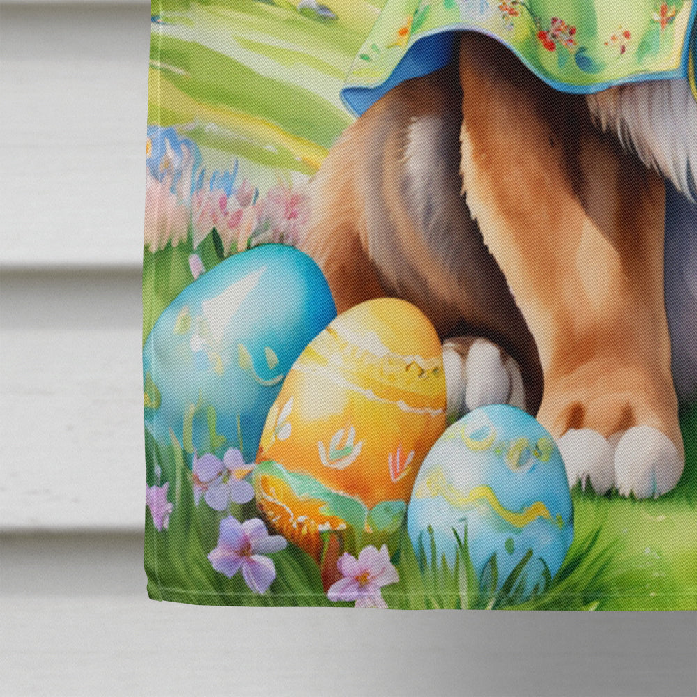 Tibetan Mastiff Easter Egg Hunt House Flag 28x40 Porch Sleeve Pole Decorative Outside Yard Banner Artwork Wall Hanging, Polyester