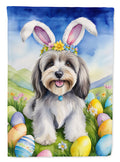 Tibetan Terrier Easter Egg Hunt House Flag 28x40 Porch Sleeve Pole Decorative Outside Yard Banner Artwork Wall Hanging, Polyester