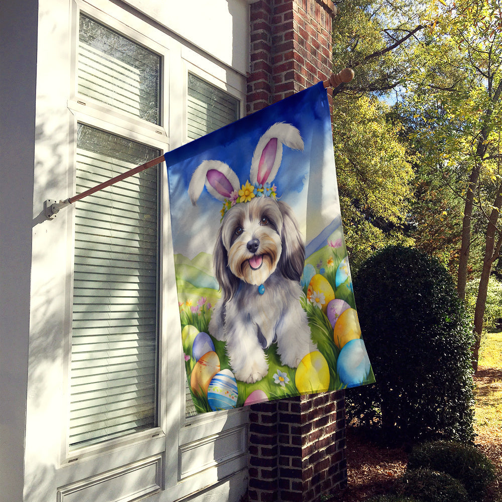 Tibetan Terrier Easter Egg Hunt House Flag 28x40 Porch Sleeve Pole Decorative Outside Yard Banner Artwork Wall Hanging, Polyester