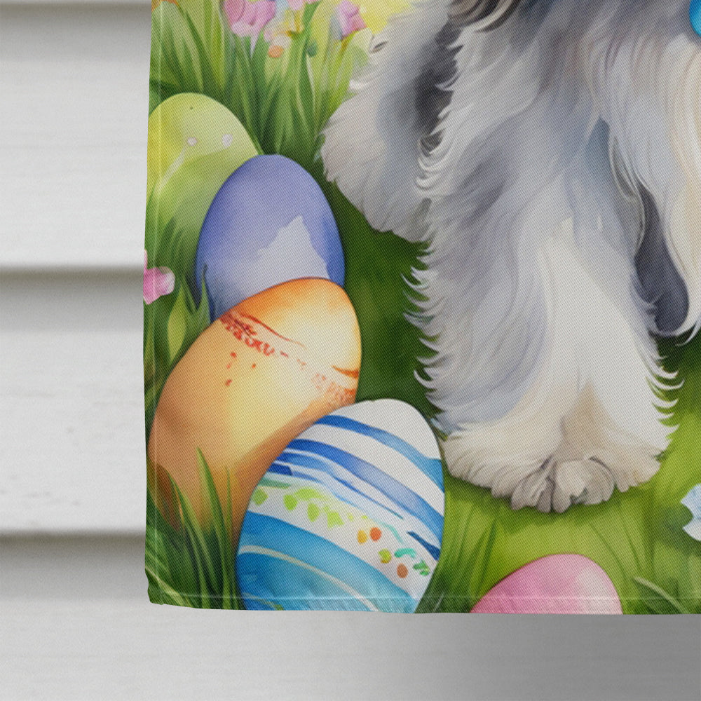 Tibetan Terrier Easter Egg Hunt House Flag 28x40 Porch Sleeve Pole Decorative Outside Yard Banner Artwork Wall Hanging, Polyester