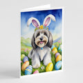 Tibetan Terrier Easter Egg Hunt Greeting Cards Pack of 8 Blank Cards with Envelopes Whimsical A7 Size 5x7