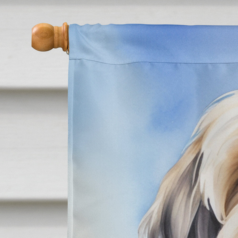 Tibetan Terrier Easter Egg Hunt House Flag 28x40 Porch Sleeve Pole Decorative Outside Yard Banner Artwork Wall Hanging, Polyester