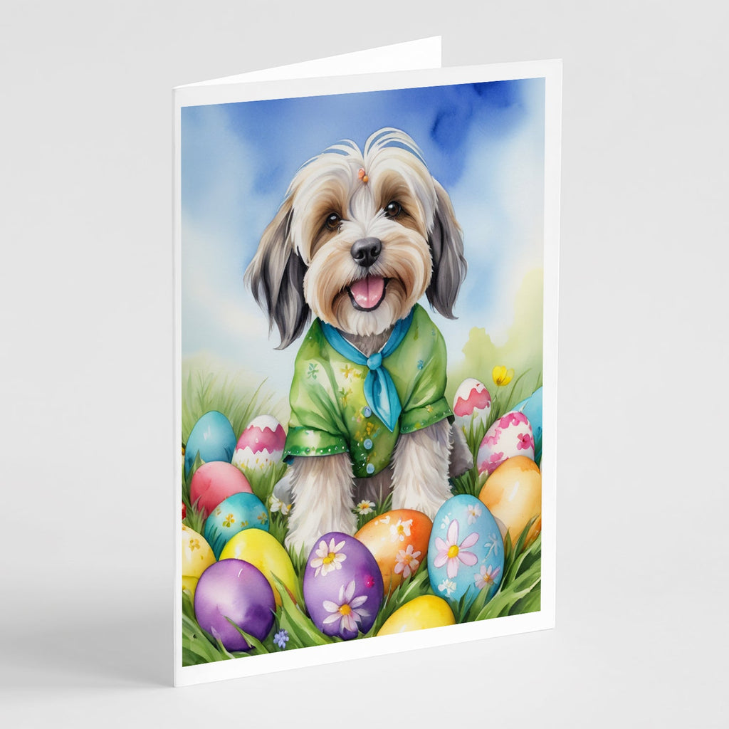 Tibetan Terrier Easter Egg Hunt Greeting Cards Pack of 8 Blank Cards with Envelopes Whimsical A7 Size 5x7
