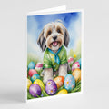 Tibetan Terrier Easter Egg Hunt Greeting Cards Pack of 8 Blank Cards with Envelopes Whimsical A7 Size 5x7