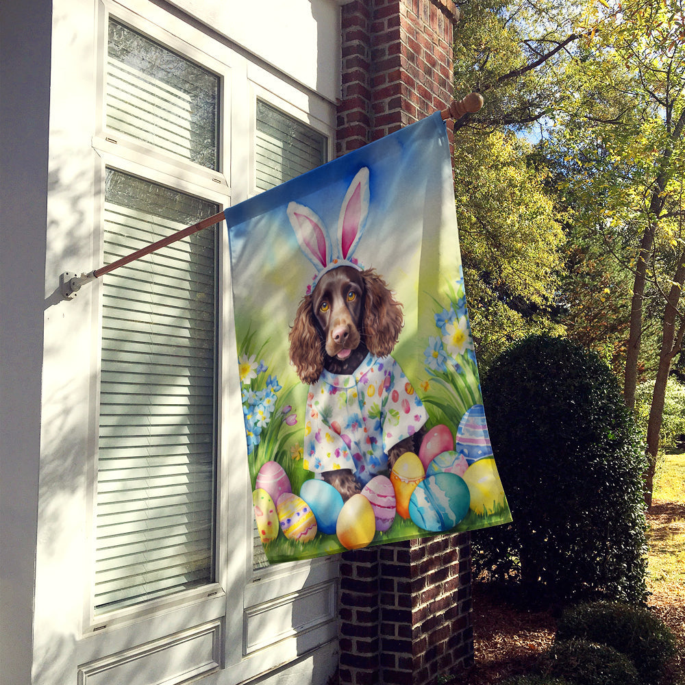 Water Spaniel Easter Egg Hunt House Flag 28x40 Porch Sleeve Pole Decorative Outside Yard Banner Artwork Wall Hanging, Polyester