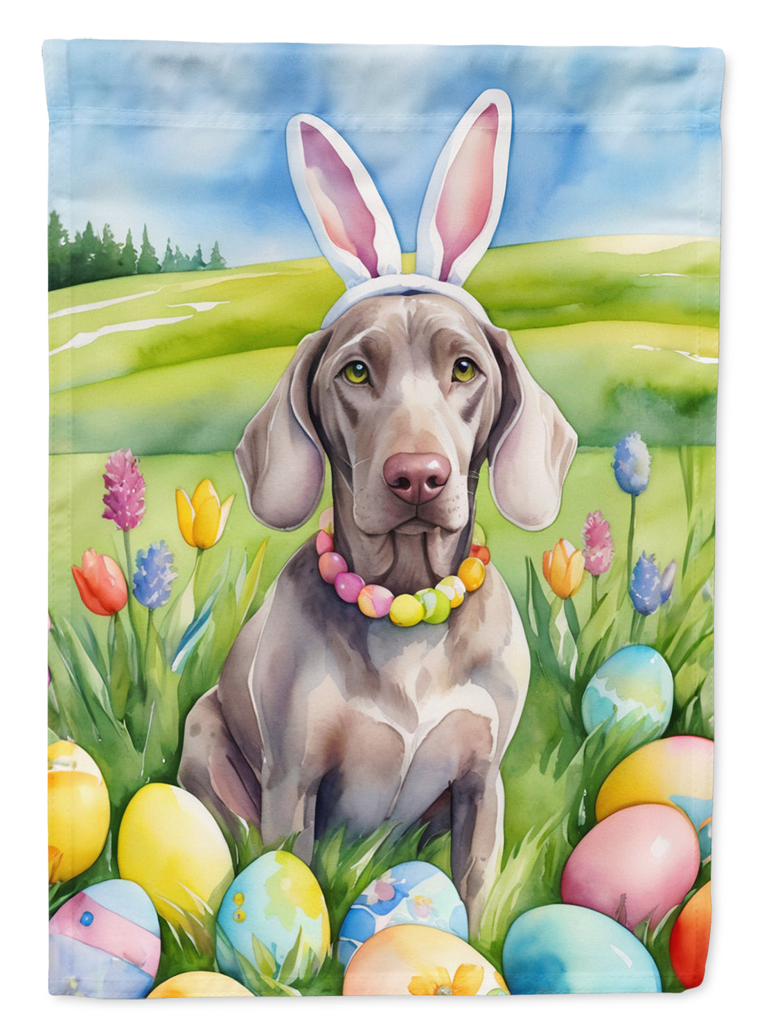 Weimaraner Easter Egg Hunt House Flag 28x40 Porch Sleeve Pole Decorative Outside Yard Banner Artwork Wall Hanging, Polyester