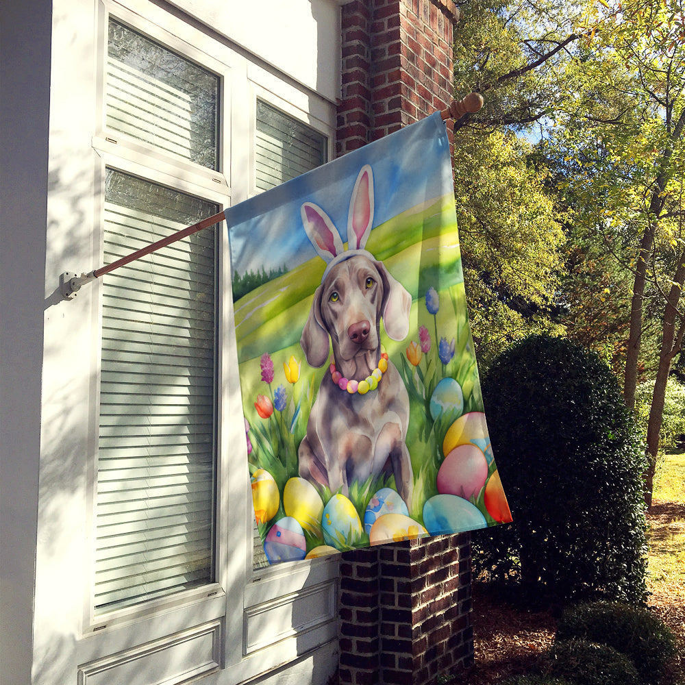 Weimaraner Easter Egg Hunt House Flag 28x40 Porch Sleeve Pole Decorative Outside Yard Banner Artwork Wall Hanging, Polyester