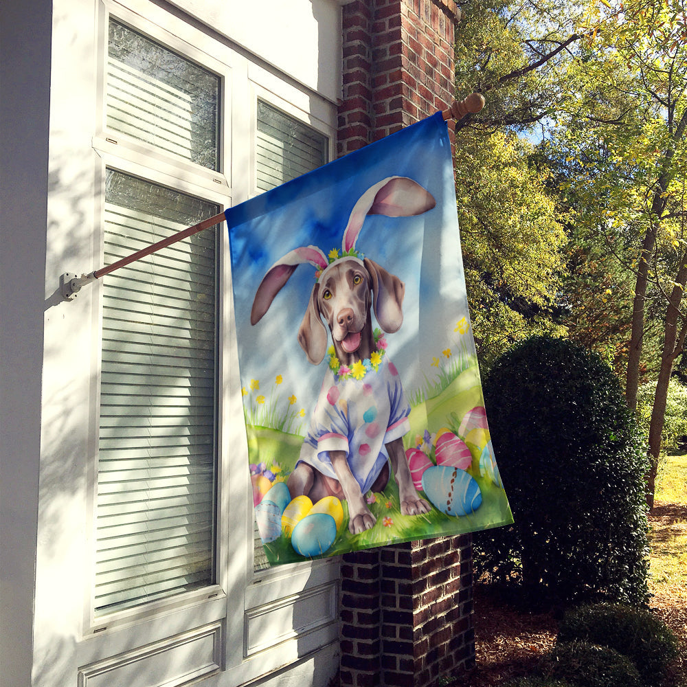Weimaraner Easter Egg Hunt House Flag 28x40 Porch Sleeve Pole Decorative Outside Yard Banner Artwork Wall Hanging, Polyester
