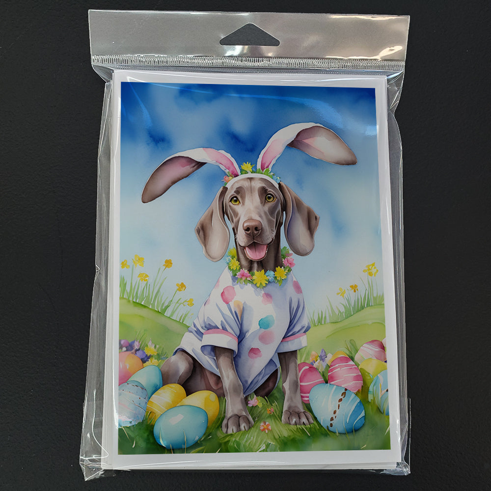 Weimaraner Easter Egg Hunt Greeting Cards Pack of 8 Blank Cards with Envelopes Whimsical A7 Size 5x7
